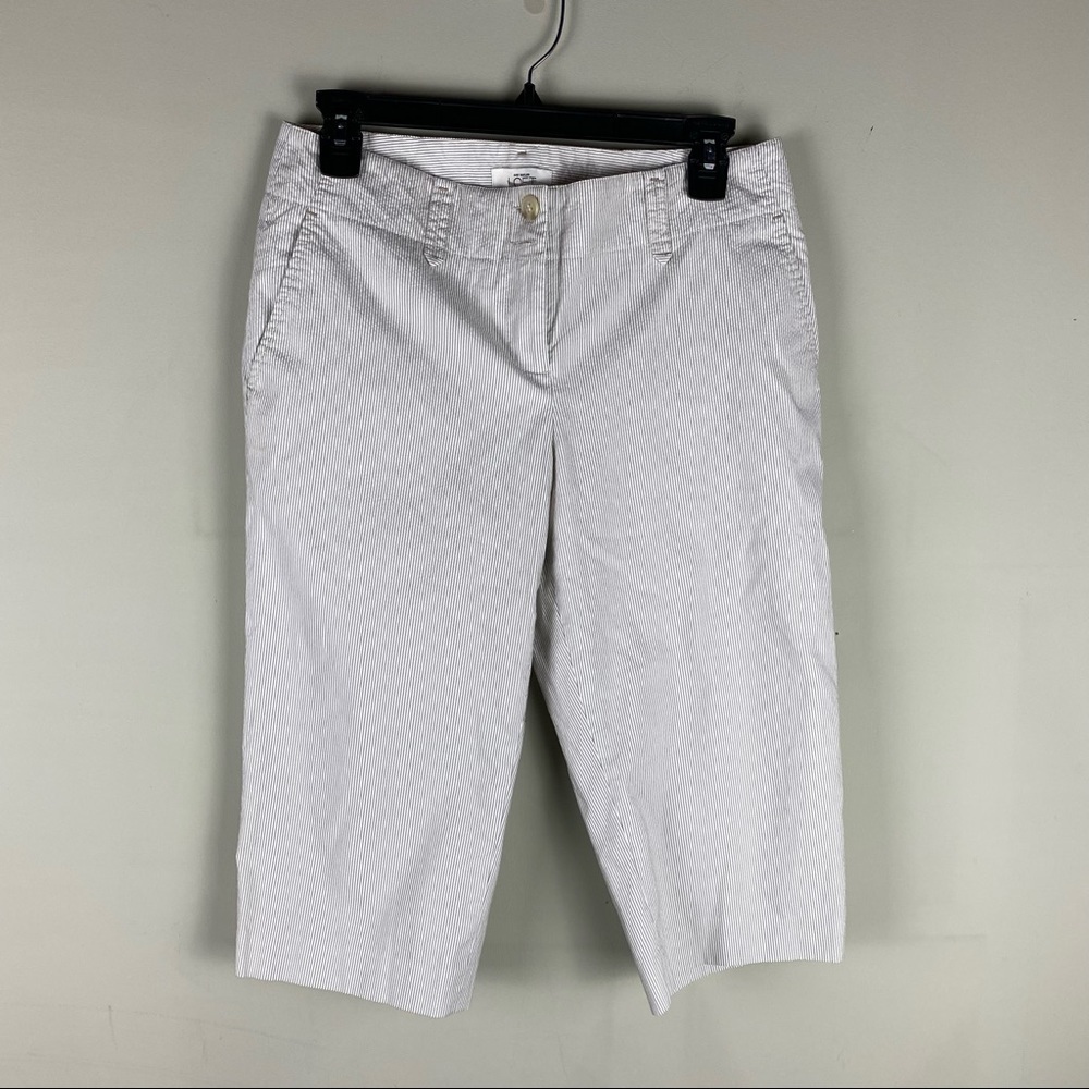 Ann Taylor LOGT Marisa Pin Stripe Short Capri Bermuda Shorts Pants Summer Size 4